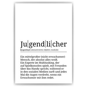 Jugendlicher Poster Definition - Teenager Jugendweihe Geschenk Wandbild – Digital (Versand per Mail) / ohne Bilderahmen