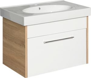 Waschtischunterschrank pelipal Lagos 75 cm weiß glänzend Eiche natur quer zerlegt