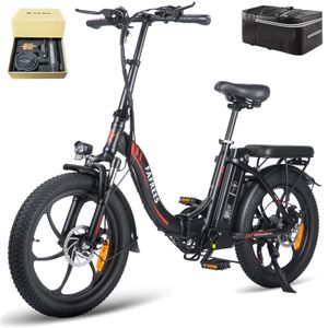 E-bike 20 Zoll, Rostfreie Aluminiumlegierung bis zu 100 - 130 km, Wasserdicht IPX5, Fat Tire Elektrofahrrad klapprad 7 Gang, Schwarz
