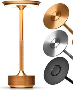 Kabellose Dimmbare LED Akku Tischleuchte Touch Tischlampe Lampe Wohnzimmer Nachttischlampen Dreifarbiges Licht Gold