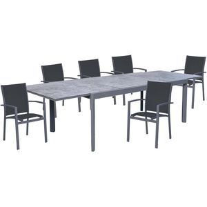 Tischgruppe NEREA, 7 teilig, Aluminium, Keramik, graphit