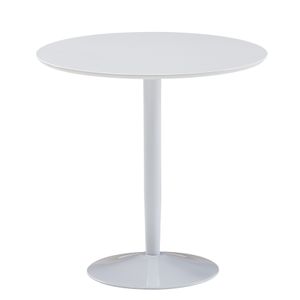 FineBuy jídelní stůl kulatý 75x75x74 cm malý kuchyňský stůl bílý vysoký lesk, kulatý jídelní stůl pro 2 osoby, moderní snídaňový stůl do kuchyně, stůl do jídelny malý