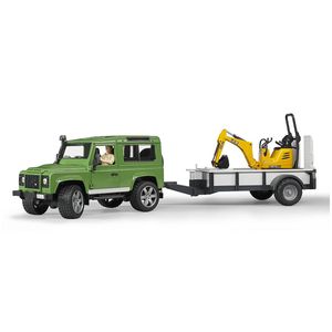 bruder Land Rover Defender  mit Mini-Bagger , Maßstab 1:16