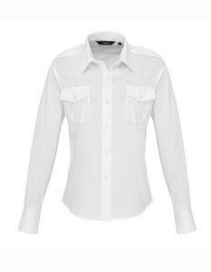 Premier Workwear Damen Langarm Pilotenbluse Bluse PR310 white 48 (3XL/20)
