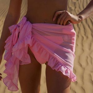 Frauen Bademode Bikini Cover Up Kleid Dame Wrap Sheer Rock Rš¹schen Sarong Strand Rosa