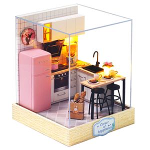 3D-Puzzle DIY holz Miniaturhaus Modellbausatz Puppenhaus Mini Küche