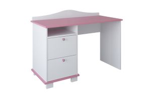 Schreibtisch, Kinderschreibtisch mit 74 cm Arbeitshöhe und zwei Schubladen und Ablagefach in weiß pink  Europe
