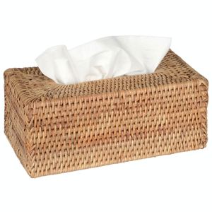 Taschentücherbox / Kosmetiktücherbox rechteckig 26x14x10cm, gewebtes Rattan, handgefertigt - dekorative Tücherbox für Badezimmer, Küche, Schlafzimmer