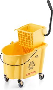 Vedro na mop so žmýkačkou, 35 Qt. Komerčné vedro na mop s bočným žmýkacím lisom, kombinácia vedra na mop a žmýkačky na kolieskach, profesionálne/priemyselné/komerčné čistenie podláh