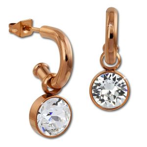 Amello Edelstahl Ohrringe Ohrhänger weiß glitzernde Zirkonias rosegold ESOS51W