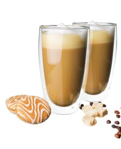2 Doppelwandige Latte Macchiato Gläser 450ml  Kaffegläser Teegläser Trinkgläser