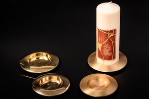 Kerzenteller Messing Gold matt für Kerzen bis Ø 90 mm