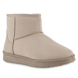 VAN HILL Damen Warm Gefüttert Winter Boots Stiefeletten Profil-Sohle Schuhe 840090, Farbe: Beige, Größe: 38