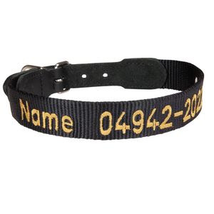 Halsband mit Namen in Schwarz incl gestickten Namenszug Hundehalsband Halsumfang: 34-38cm