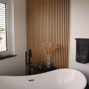 HOME DELUXE Wandpaneel Akustikpaneel SONIC Oiled Oak - 240 x 40 cm, 0,96m²- selbstklebend | Akustik Wand Paneele , Lamellenwand, Akustik Paneele