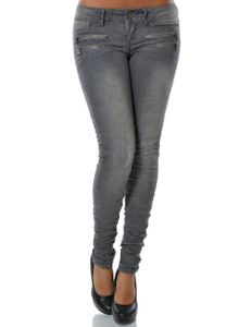 Skinny Jeans mit coolem Knitter-Detail Grau 36