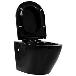 vidaXL Závesné WC bez splachovacieho okraja Keramické čierne
