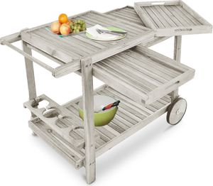 Servierwagen Garten Holz Grillwagen Outdoor Grilltisch Beistelltisch Küchenwagen