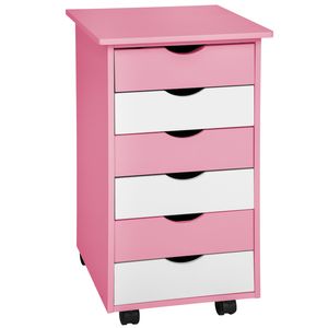 tectake Rollcontainer aus Holz 65x36x40cm - rosa