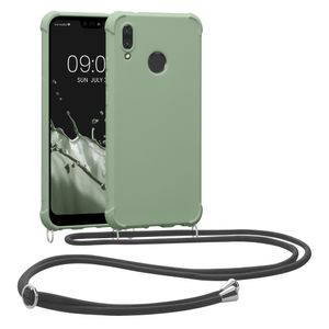kwmobile Necklace Case kompatibel mit Huawei P20 Lite Hülle - Cover mit Kordel zum Umhängen - Silikon Schutzhülle Graugrün