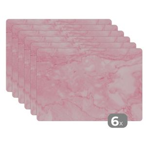 MuchoWow® Prostírání Sada 6 omyvatelných prostírání 45x30 cm Marble - Pink - Texture - Chic - Prostírání na stůl Podložka Protiskluzová a tepelně odolná - Prostírání - Podložka na stůl - Odolná vůči teplotám