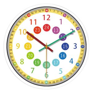 Stille Kinder Wanduhr 12 Zoll Nicht-Tickt Bunte Dekorative Uhr für Kinder Schlafzimmer Schule Klassenzimmer-Einfach zu lesen Wanduhr Farbe Gelb