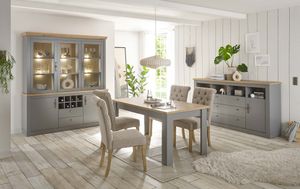 Esstisch Chambord in grau und Eiche Artisan Küchentisch Landhaus 160 x 90 cm