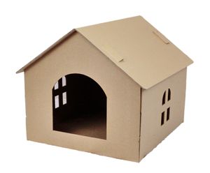 karton-billiger | Katzenhaus aus Pappe Katzenhäuschen Pappe Katzenhöhle aus Wellpappe, selbst gestalten, 45 x 42 x 40 cm | 1 Stück