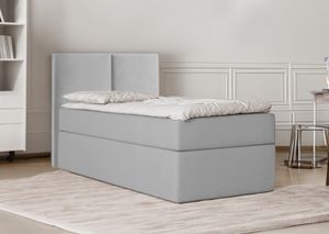 Bett Boxspringbett Continentalbett STAR MINI mit Bonell Matratze Einzelbett mit Container H3 (100x200 cm, Hellgrau - Itaka 51, Ohne Topper)