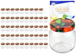 50er Set Rundglas 212 ml nieder To 66 Obst Nachbildung Deckel Marmeladengläser Gläser incl. Rezeptheft