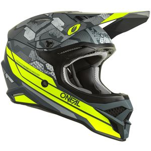 O'NEAL Motocross Helm 3SRS Camo V.22 , Grau Neongelb, L