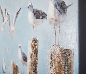 LC Home Designer Wandbild »Möwen auf Pfeiler« handbemalt 80x120cm Ölbild