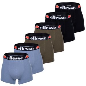 ellesse Herren Boxer Shorts MILLARO, 6er Pack - Trunks, Logo, Baumwolle Stretch Schwarz/Khaki/Blau L