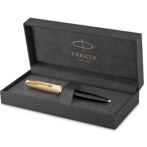 Parker 51 Kugelschreiber | Hochwertiger Schwarzer Schaft mit Goldzierteilen | Mittlere Schreibspitze in 18k Gold mit Schwarzer Nachfüllmine | Geschenkbox