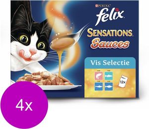 Felix Sensations Fischauswahl 12x100g x 4 Katzenfutter