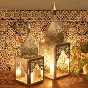 Ramadan Laterne Modena Silber L&M 2er Set orientalisches Windlicht marokkanische Minarette Glaslaterne