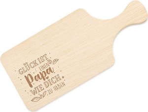 Frühstücksbrett aus Holz mit Gravur als Geschenk für Papa – Schneidebrett für Papa mit Motiv zum Vatertag  (Glück)