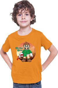 Breaking Bricks Kinder T-shirt Super Mario Luigi Bowser Nintendo, 9-11 Jahr - 140/Orange