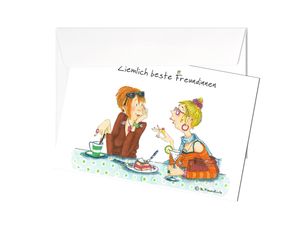 Grußkarte | Ziemlich beste Freundinnen | Postkarte Klappkarte Karte mit Briefumschlag | Künstlerin: Barbara Freundlieb