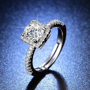 Damen Ring Silber Verlobungsring rostfrei mit Kristall, Größe verstellbar