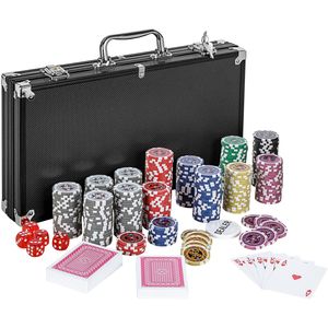 Pokerkoffer Pokerset Poker 300 Chips Set Laser Alu Koffer Jetons BLACK EDITION