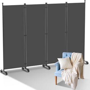 Jopassy Paravent auf Rollen 4 teilig Anthrazit 228x181 cm Outdoor Raumteiler Garten Spanische Wand Trennwand Raumtrenner