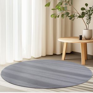 Homebyhome Kurzflor Teppich Einfarbig Waschbar, Weich & Rutschfest für Wohnzimmer & Schlafzimmer, Grösse 80 cm Rund