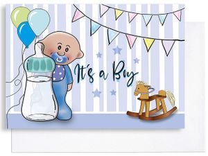 Karte zur Geburt | It's a Boy Junge inkl. Umschlag | Glückwunschkarte zur Geburt Baby | Geschenk für Neugeborenes | Geburtskarte
