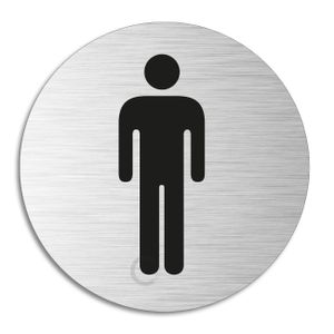 Schild - WC Herren | Türschild aus Aluminium | Edelstahloptik selbstklebend  selbstklebend  Ø 75 mm
