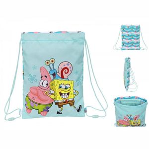 Rucksacktasche mit Bändern Spongebob Stay positive Blau Weiß 26 x 34 x 1 cm