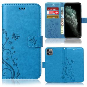 Apple iPhone 11 Pro Handytasche Schutzhülle Booksytle Handyhülle mit Blumenmuster Klapphülle Blau