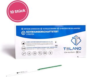 10x Telano Schwangerschaftstest Frühtest Streifen | Schwangerschaftstest extra früh, 10mIU/ml zur frühen Erkennung einer Schwangerschaft | Frühschwangerschaftstest Streifen zur Anwendung Zuhause