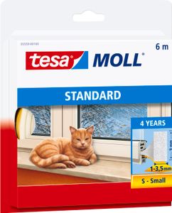 tesamoll Fensterdichtung selbstklebend (1 x 6 m) - I-Profil: 9mm x 3,5 mm - weiß