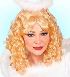 Damen Perücke Engel Blond Locken Weihnachten Krippenspiel Christmas